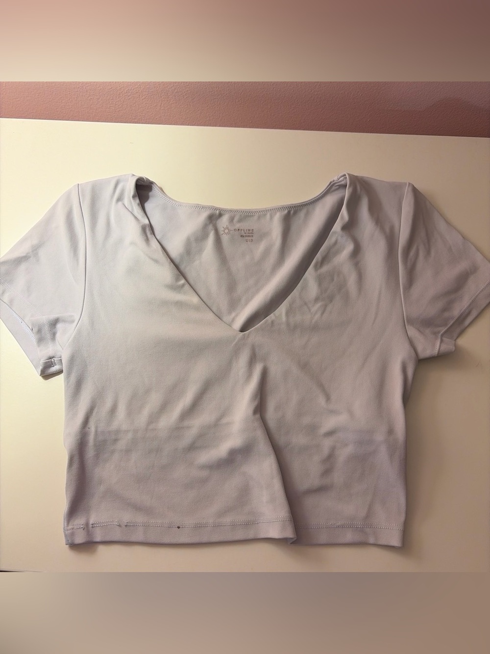 aerie Light Gray/White V-Neck Crop Top